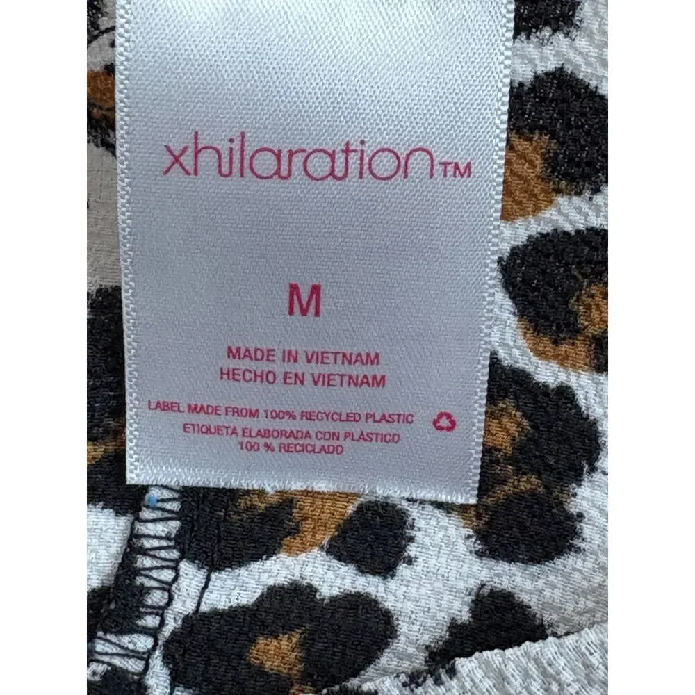 Xhilaration Leopard Cheetah Pom Pom Trim Kaftan Swim Cover Batwing Sleeve Size M